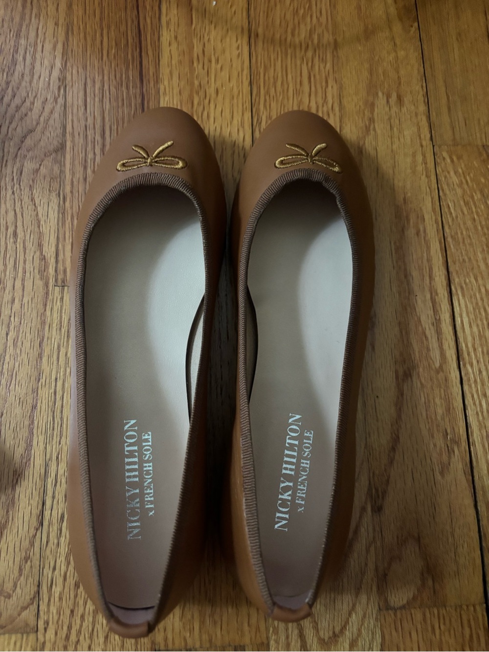 Nicky Hilton x French Sole Brown Leather Ballet Flats Size 8.5